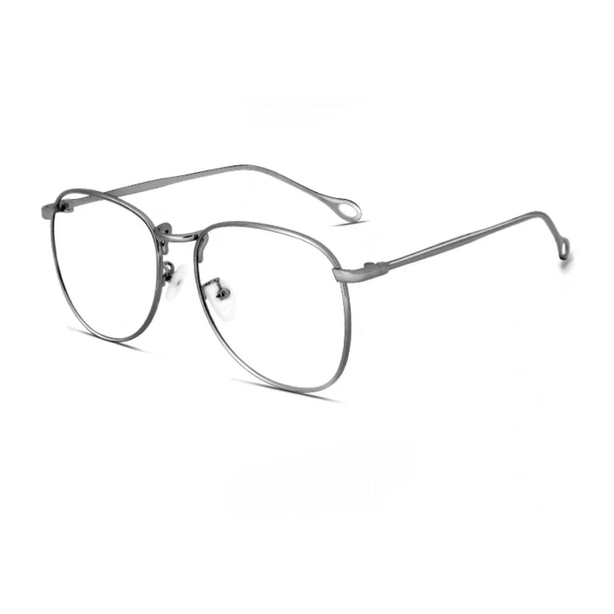 Gray men's retro oversized alloy full-rim glasses, 45-degree product view