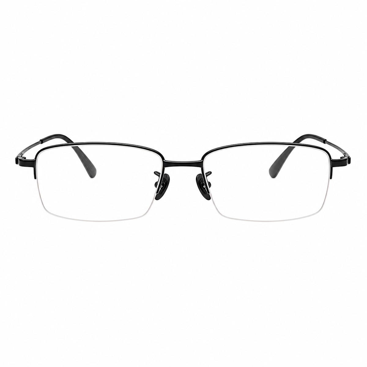 Gunmetal men's vintage pure titanium semi-rimless glasses, front product view