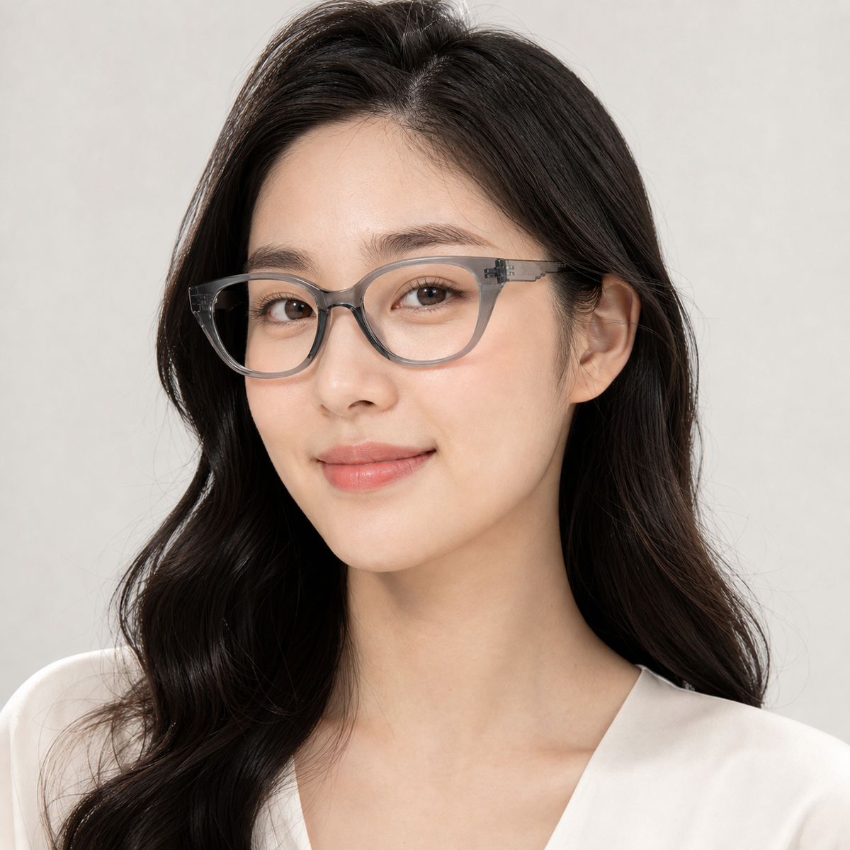 Glacier Gray eyeglass frame worn by an adult model, view 1