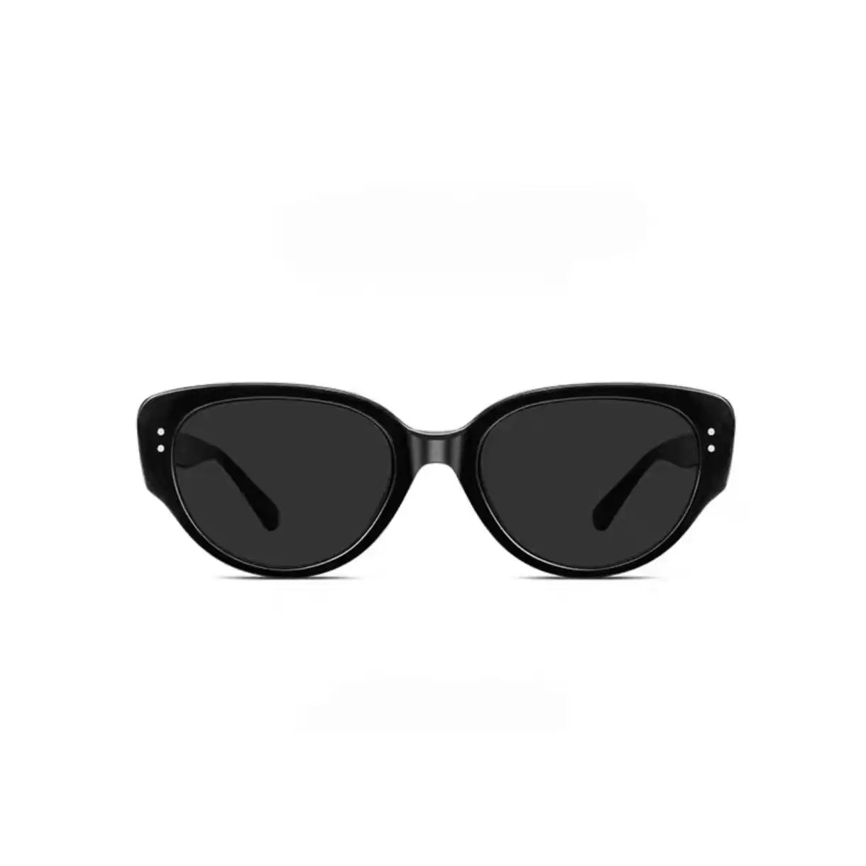 Women’s Black full-rim cat-eye sunglasses, straight-on product view