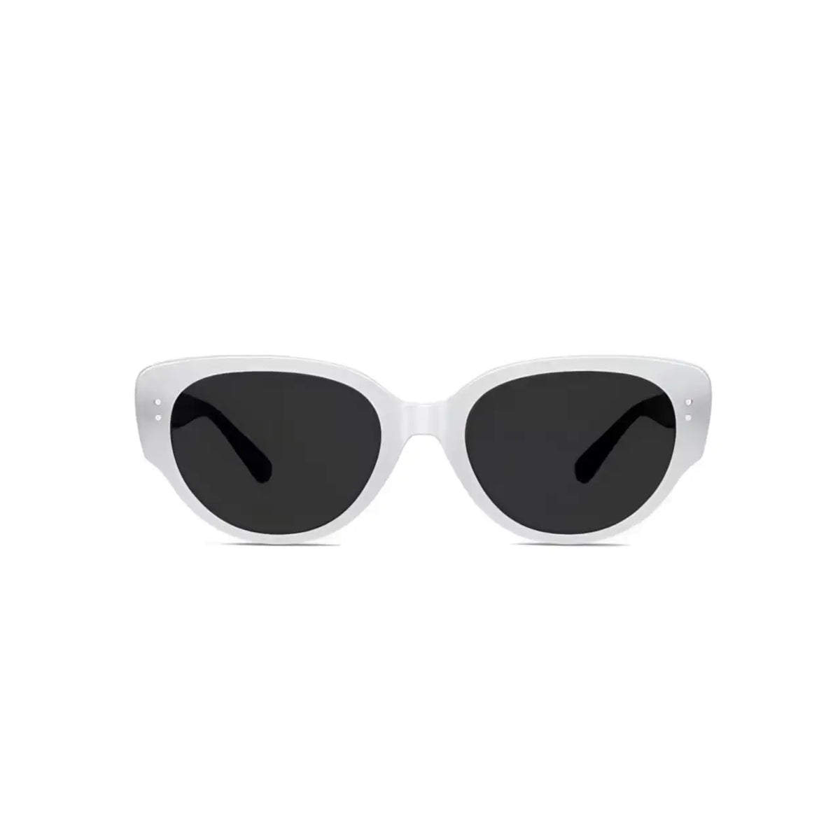 Women’s White full-rim cat-eye sunglasses, straight-on product view