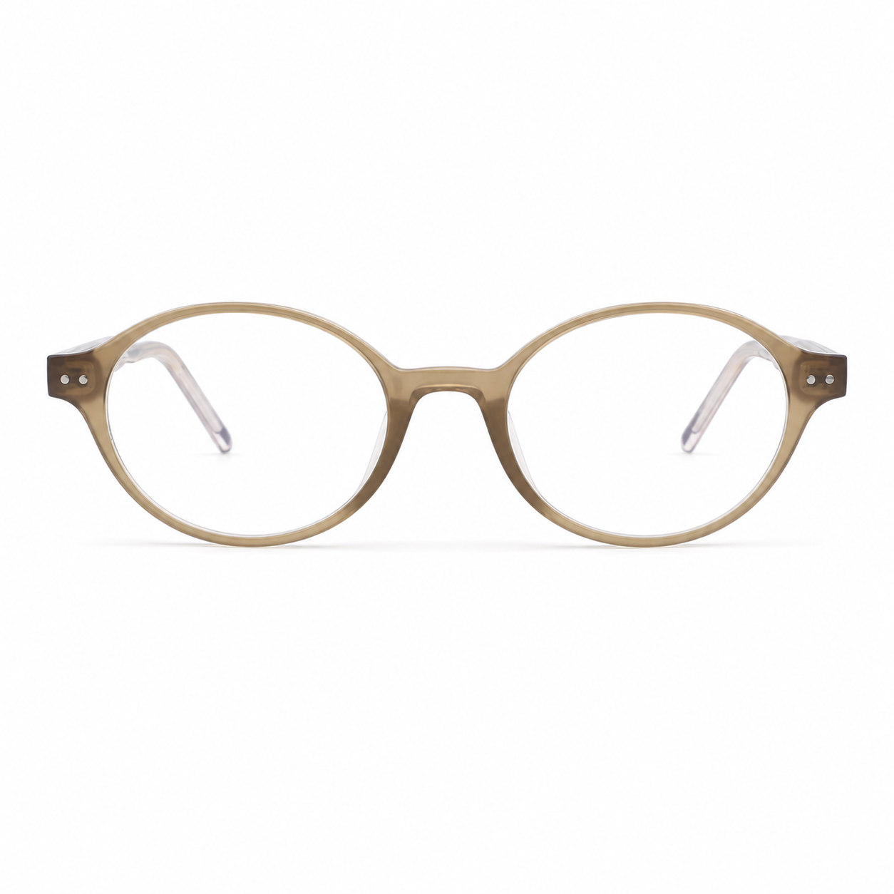 Nude Beige acetate oval full-rim glasses, front product view
