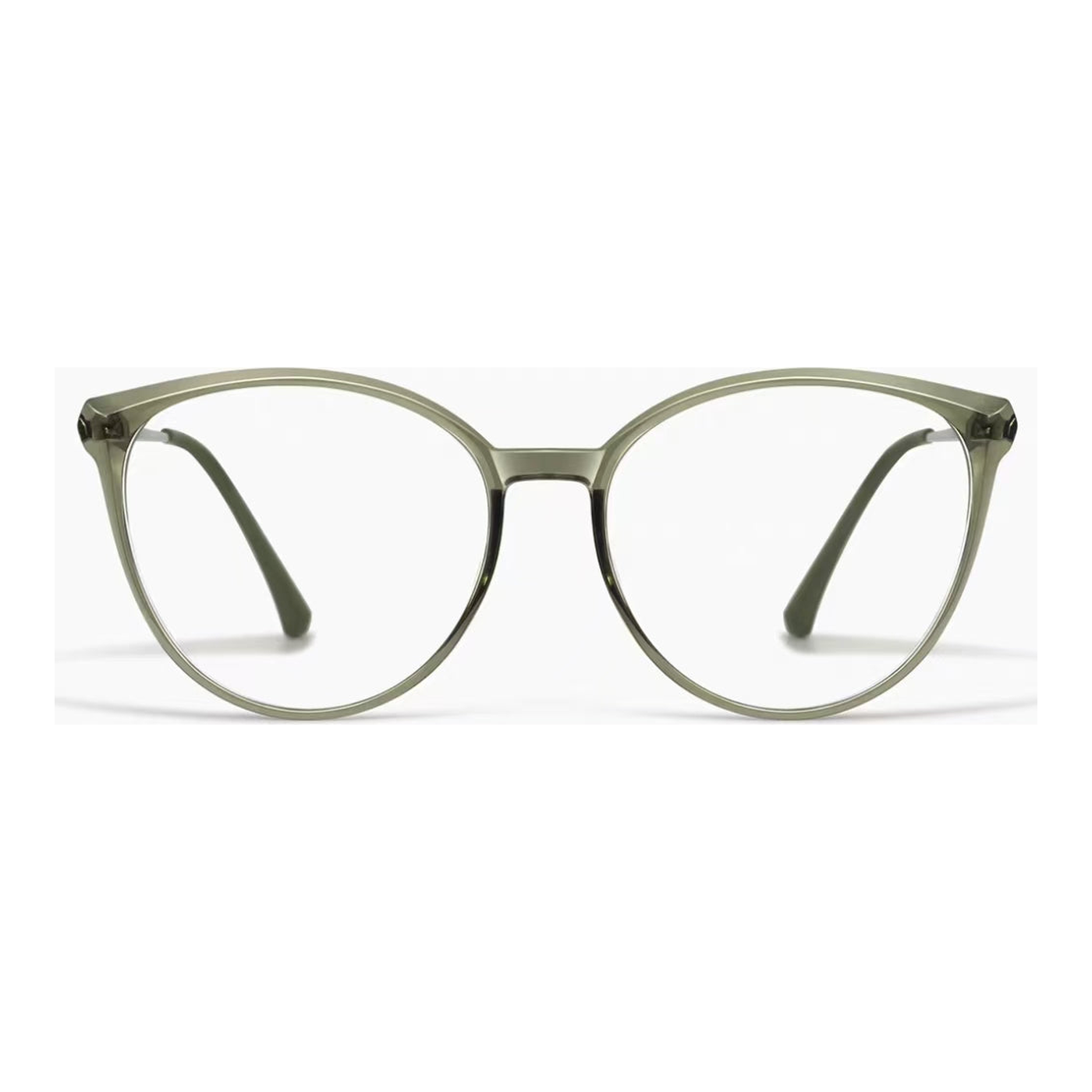 Olive Green oversized cat-eye full-rim eyeglass frame, front product view