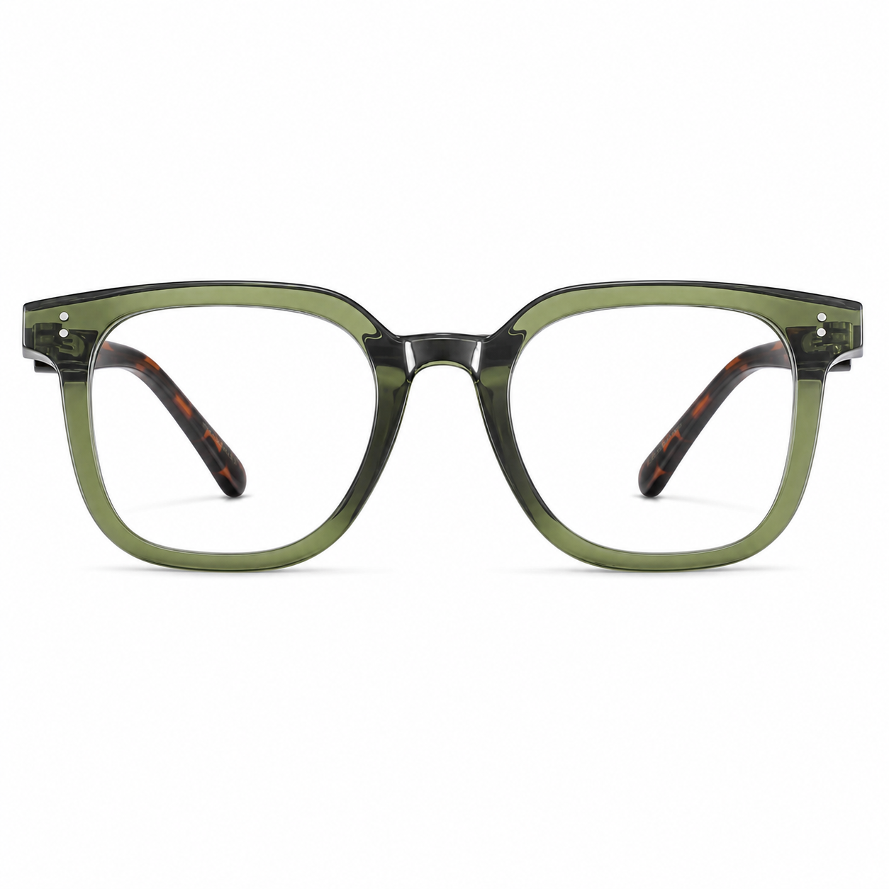 Olive Green TR90 intellectual oversized rounded-square full-rim glasses, front product view