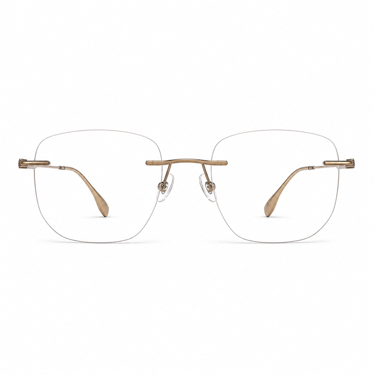 Antique Bronze women's titanium rimless softly-square leaf-temple glasses, front product view