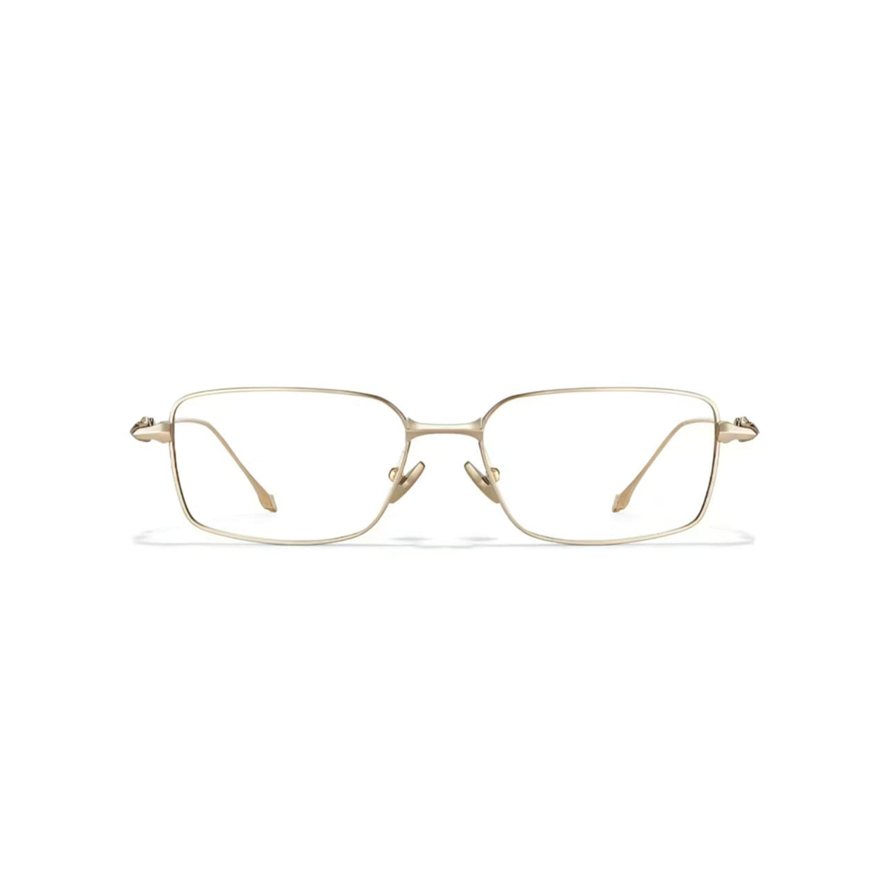 Gold unisex ultralight titanium narrow rectangular glasses, front product view