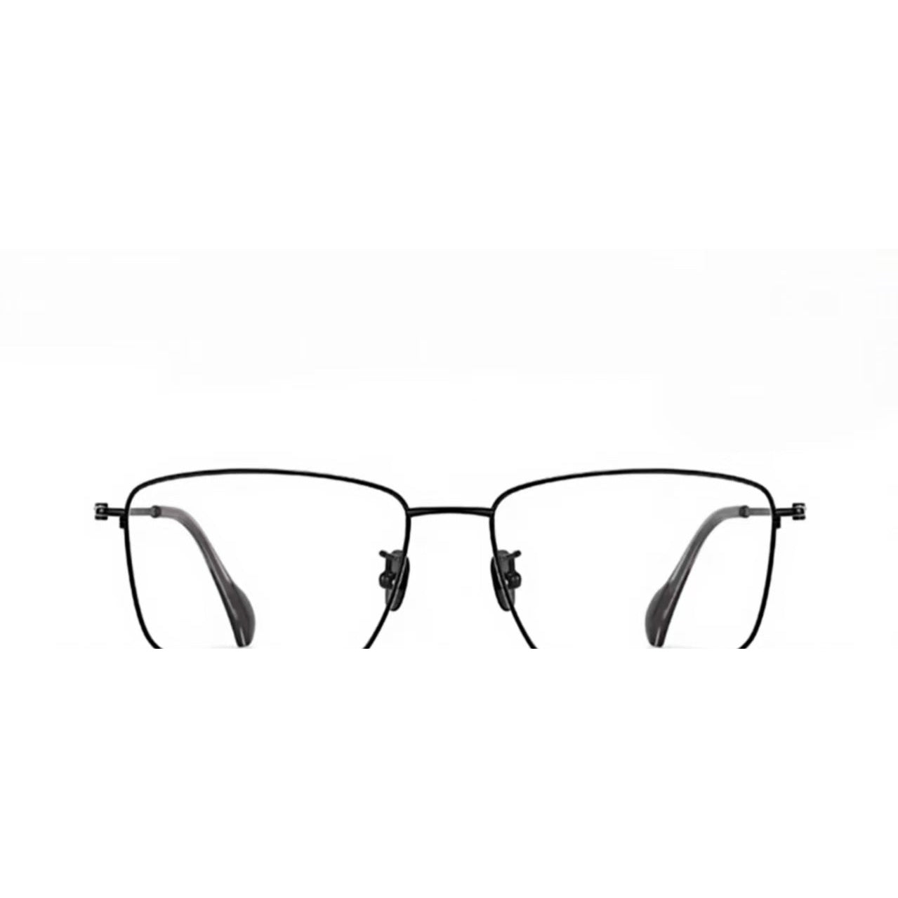 Black unisex ultralight shallow square glasses, front product view