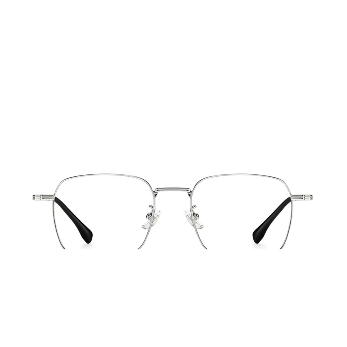 Silver unisex ultralight shallow square glasses, front product view