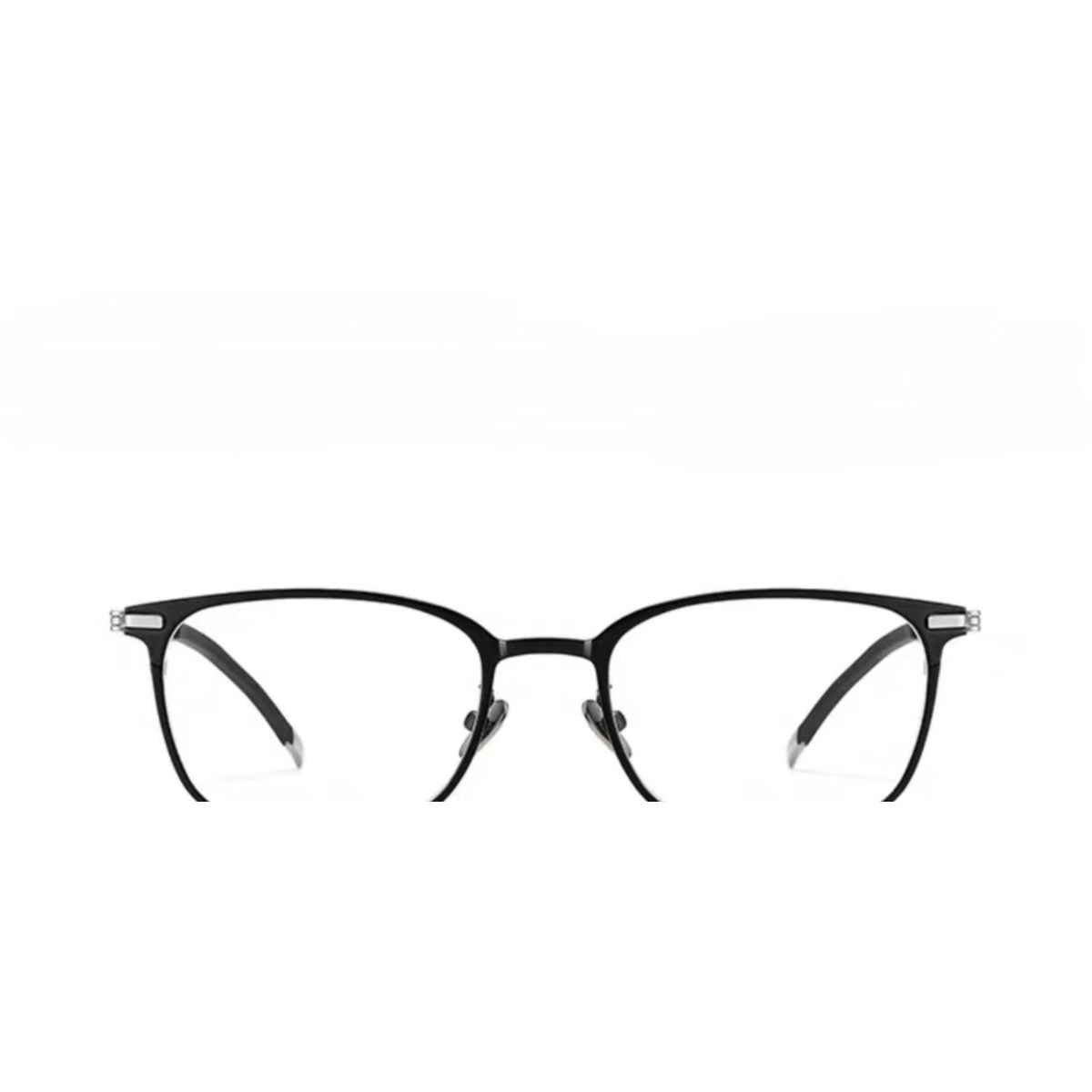 Gray&Black men's ultralight titanium-alloy square glasses, front product view