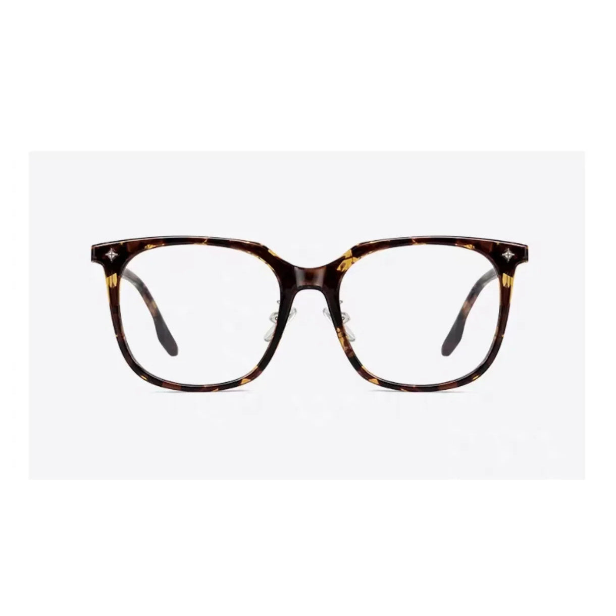 Tortoise Shell unisex oversized TR90 square glasses, front product view