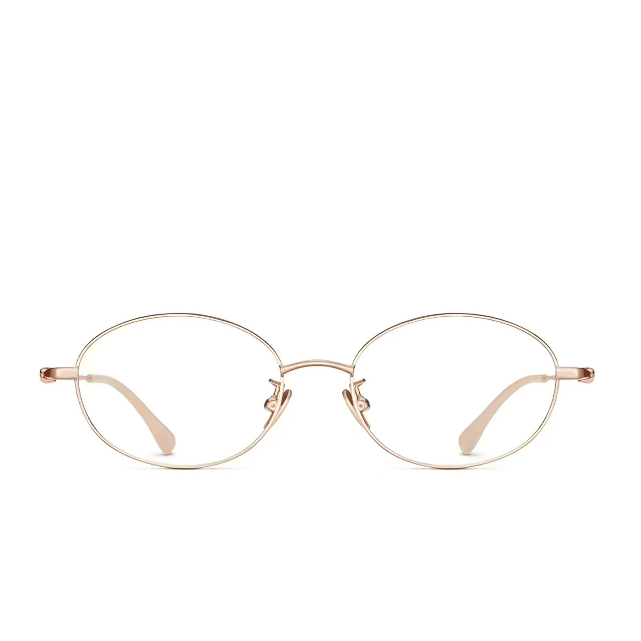 Rose Gold women's ultralight oval metal glasses, front product view