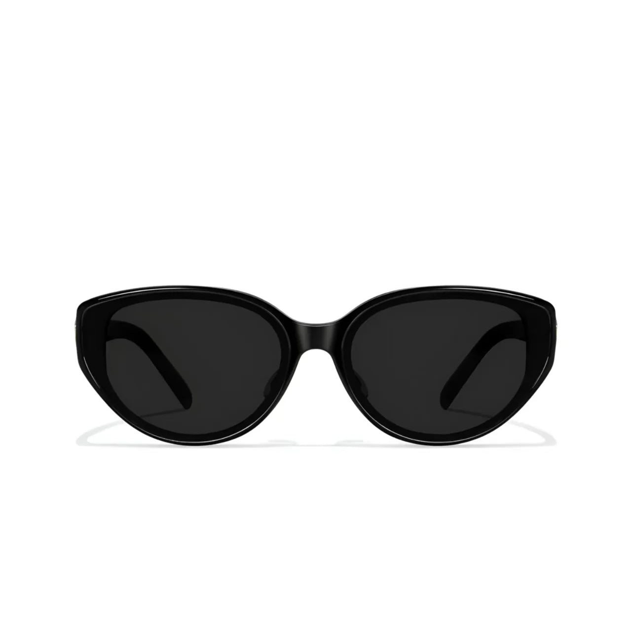 Black women's cat-eye UV400 sunglasses, front product view