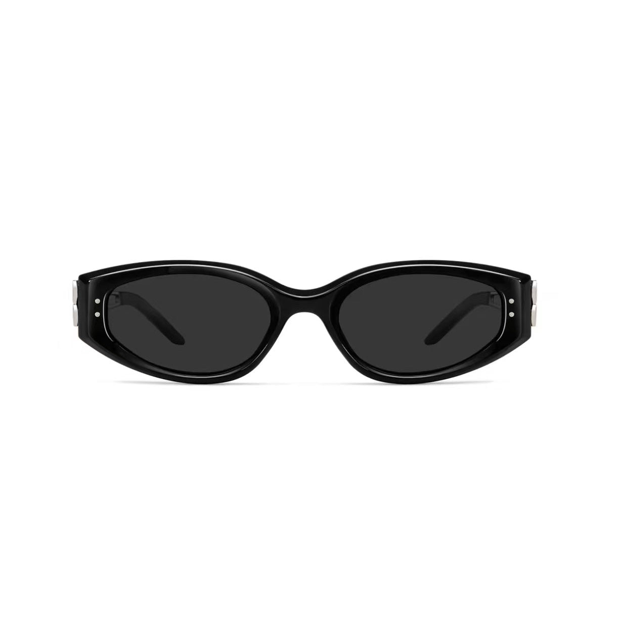 Black & Silver women's slim cat-eye polarised UV400 sunglasses, front product view