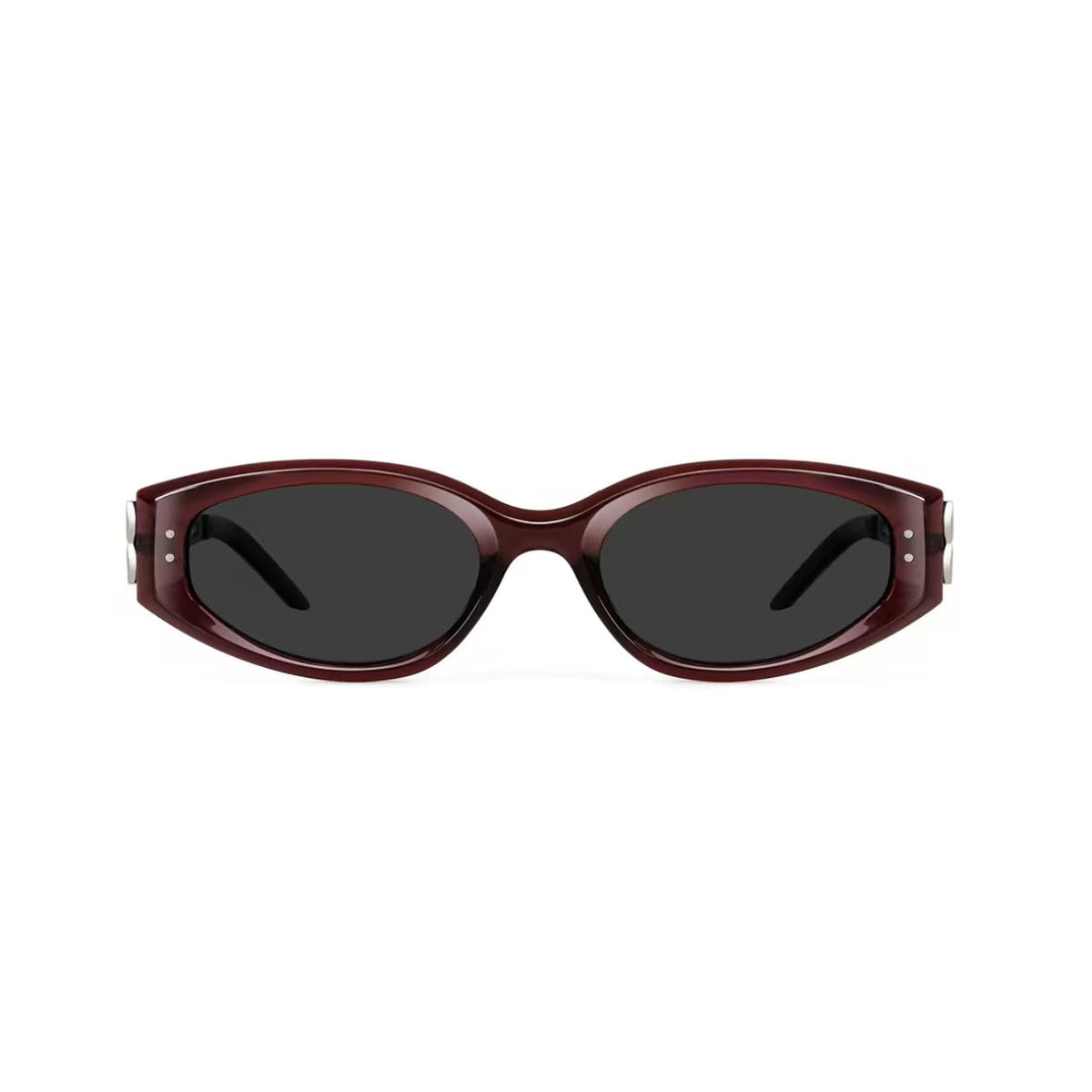 Burgundy women's slim cat-eye polarised UV400 sunglasses, front product view