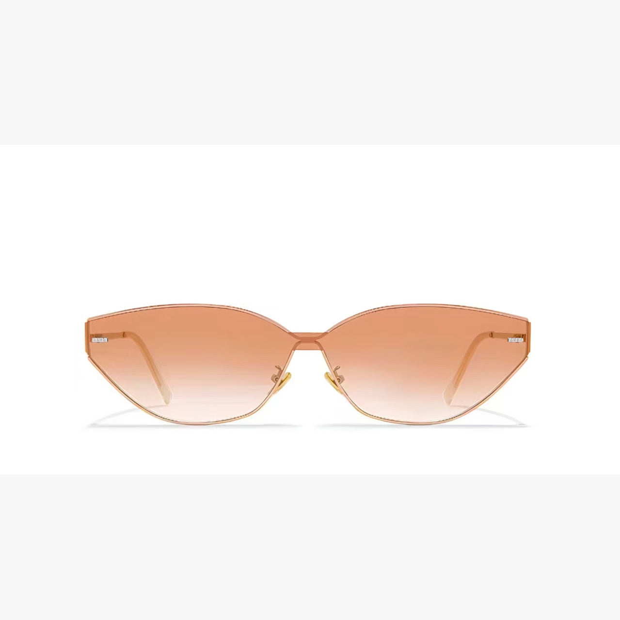 Burnt Orange women's angular rimless UV400 sunglasses, front product view