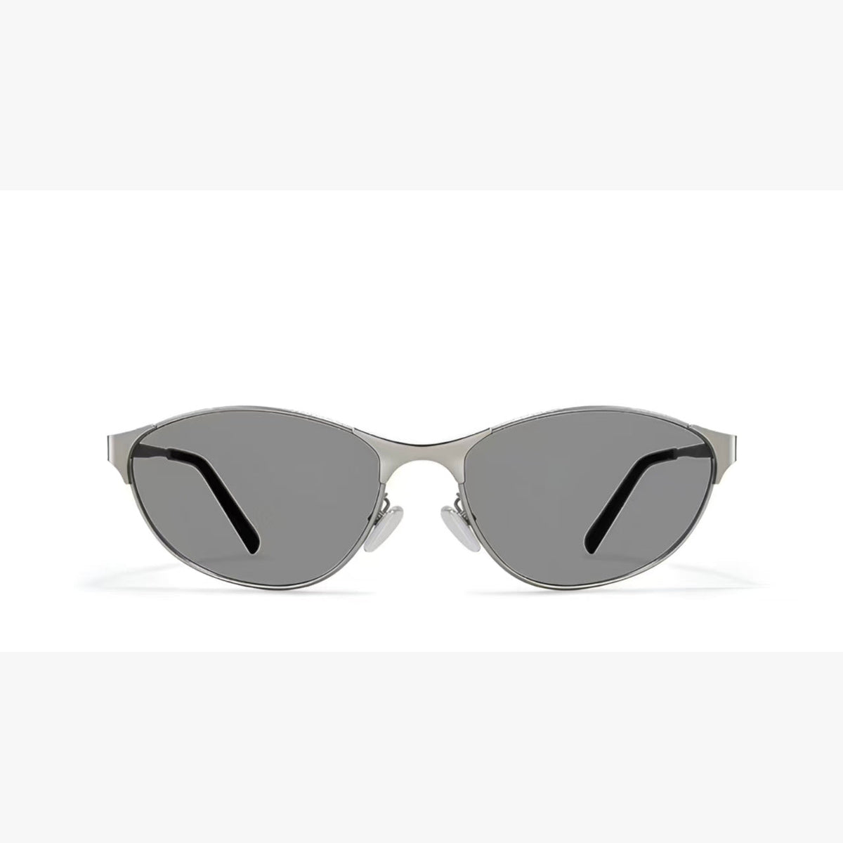 Gray women's small cat-eye sunglasses, front product view
