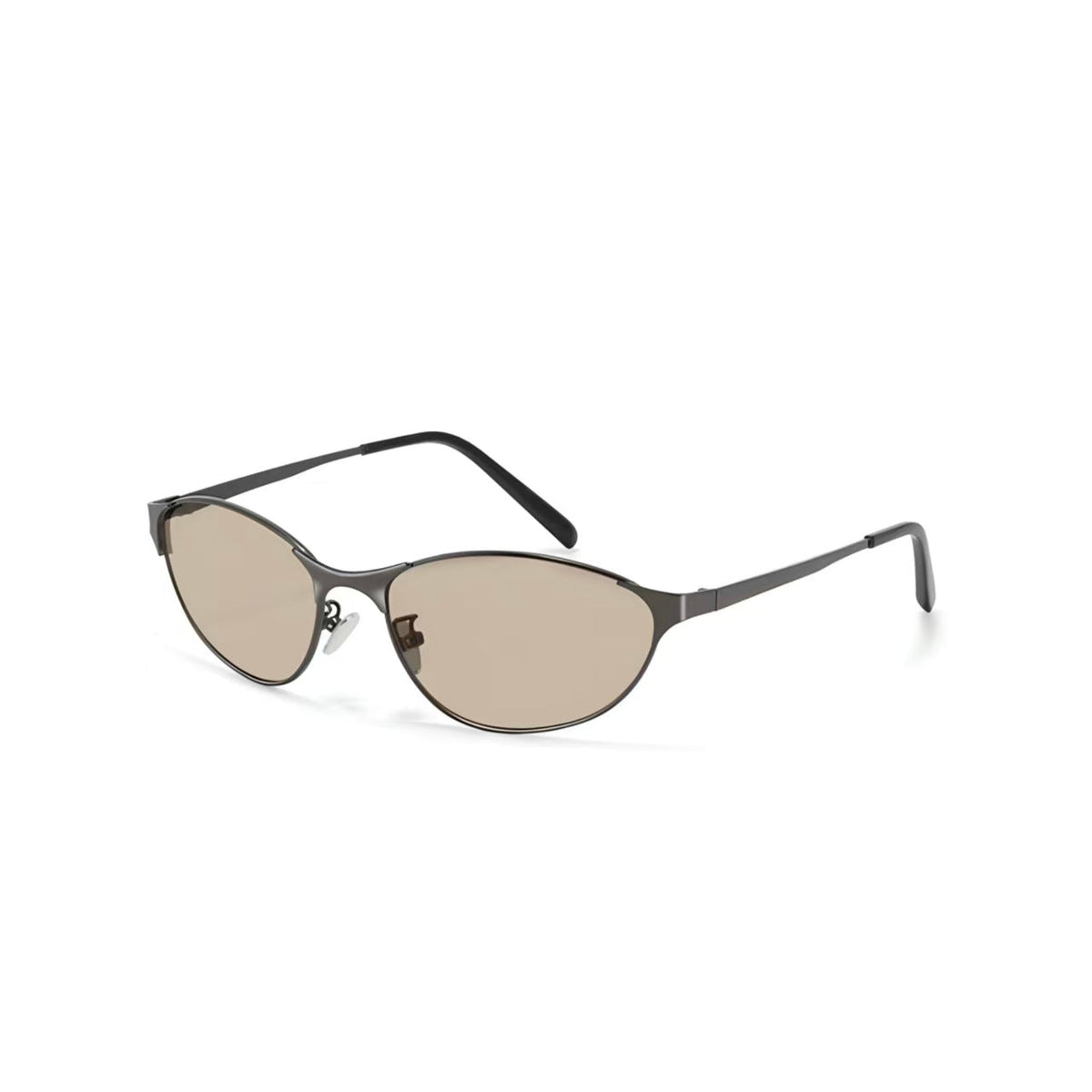 Amber Brown women's metal cat-eye sunglasses, 45-degree product view