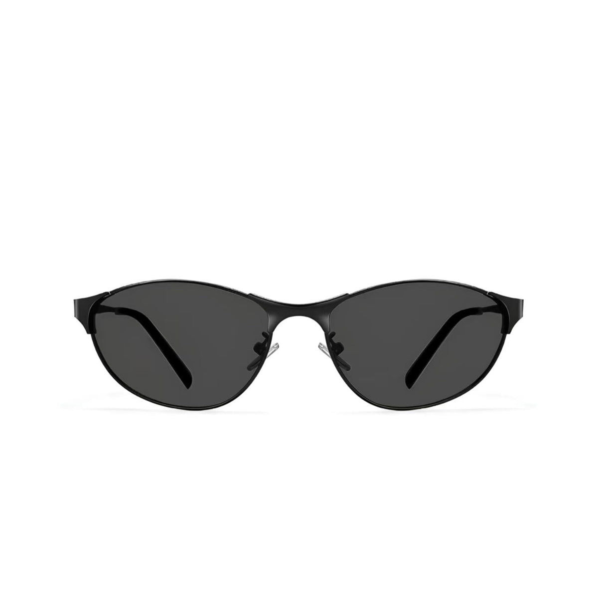 Black women's metal cat-eye sunglasses, front product view