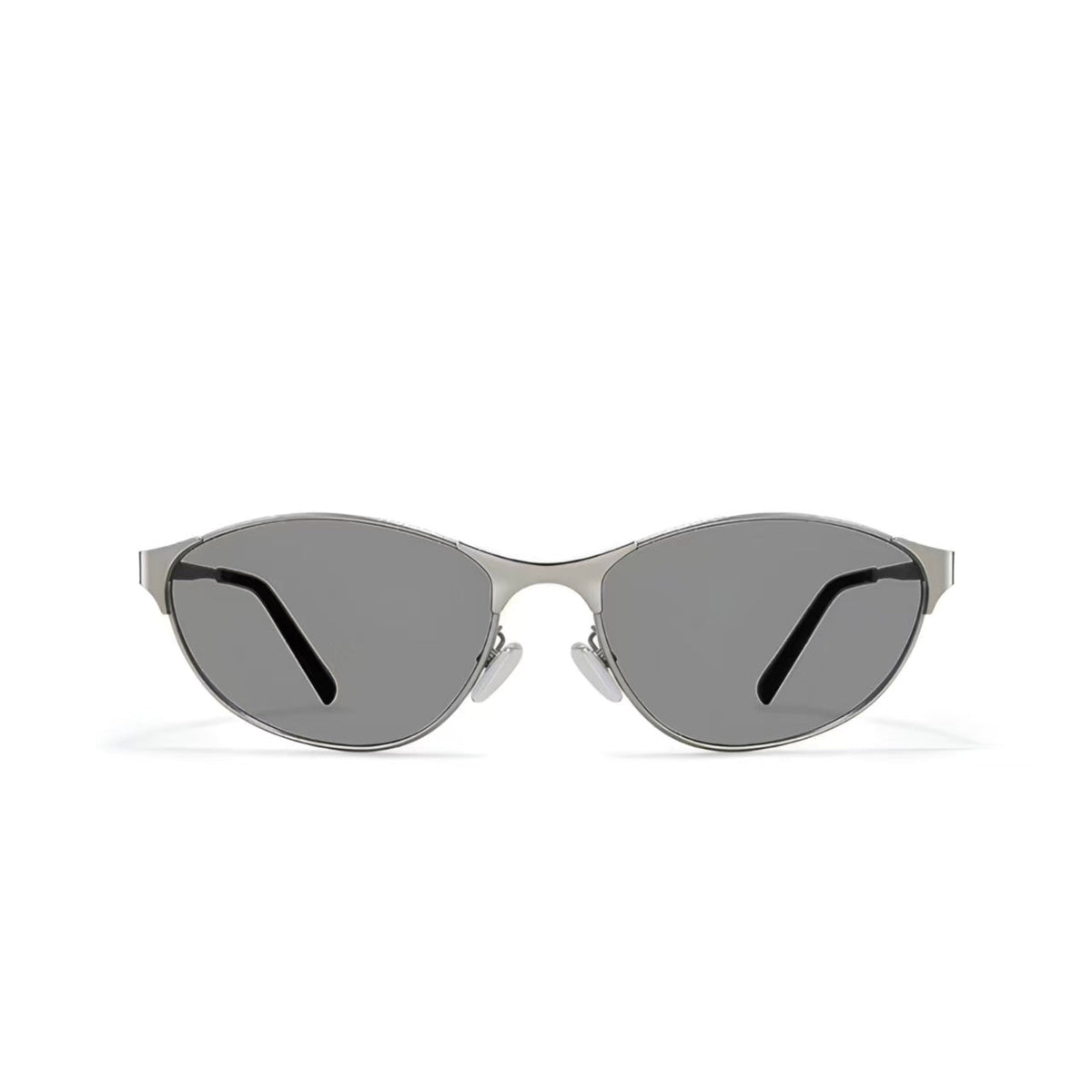 Gray women's metal cat-eye sunglasses, front product view