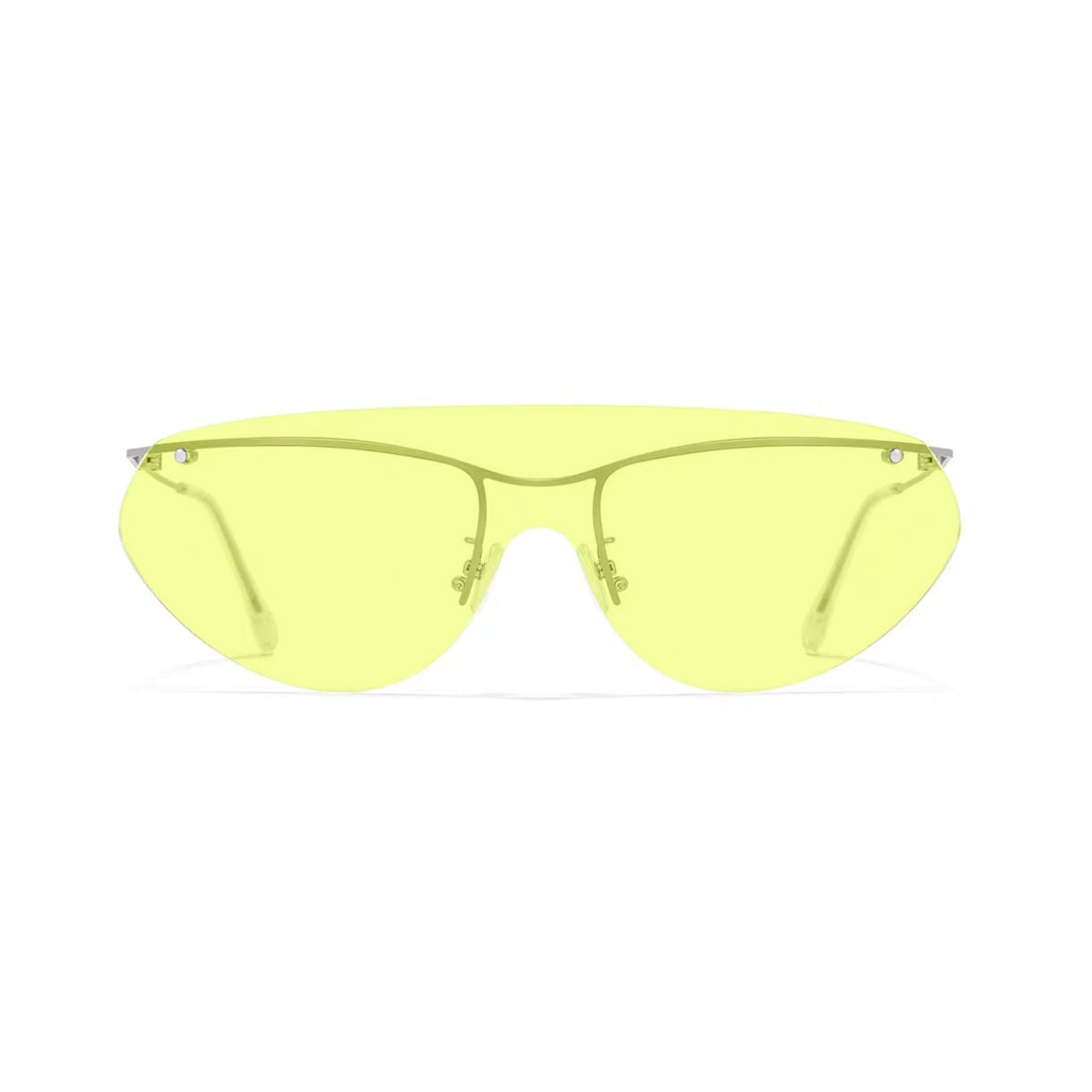 Lemon Yellow women's oversized rimless UV400 sunglasses, front product view