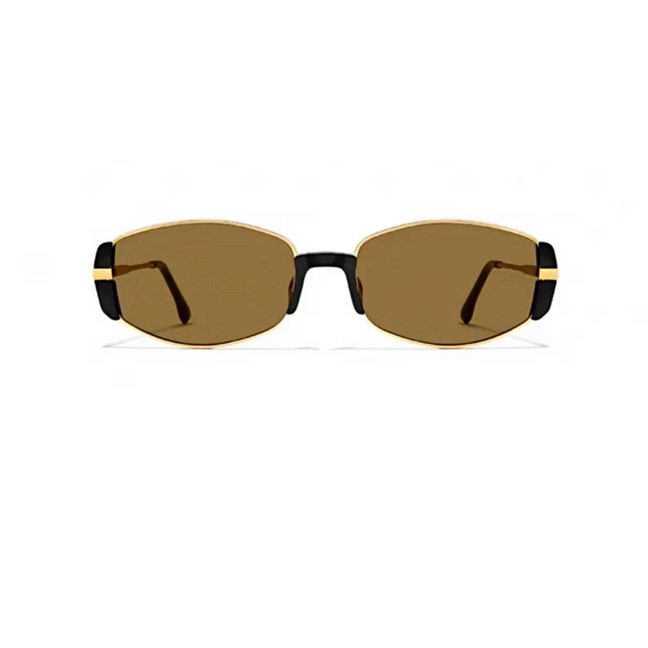 Vintage Brown women's narrow metal sunglasses, front product view