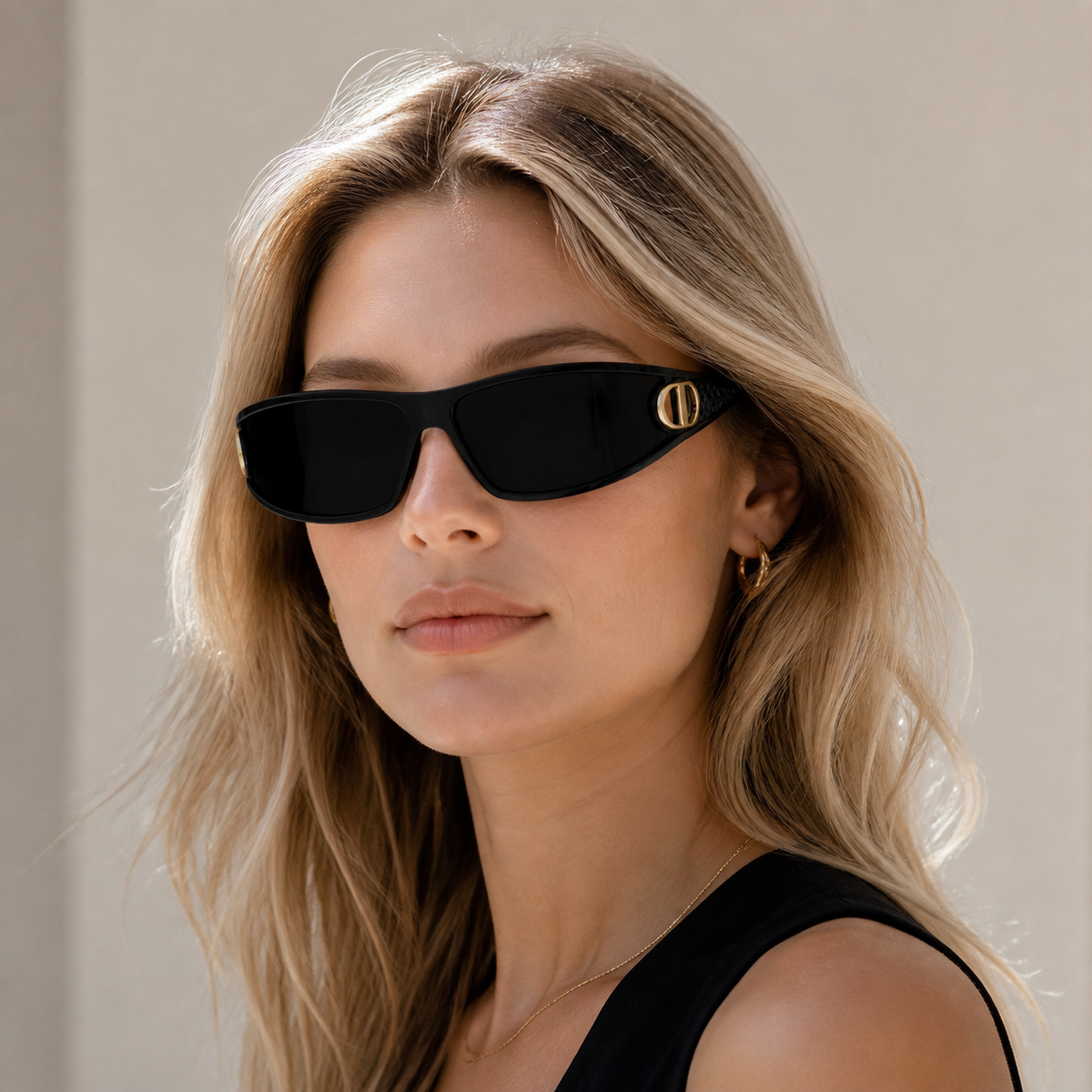 Black Women's TR90 Shield UV400 Sunglasses, worn by an adult model, alternate fit