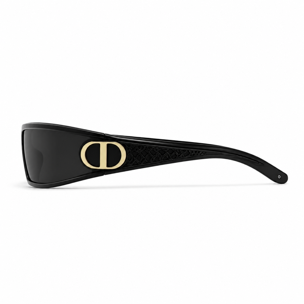 Black Women's TR90 Shield UV400 Sunglasses, side temple product view