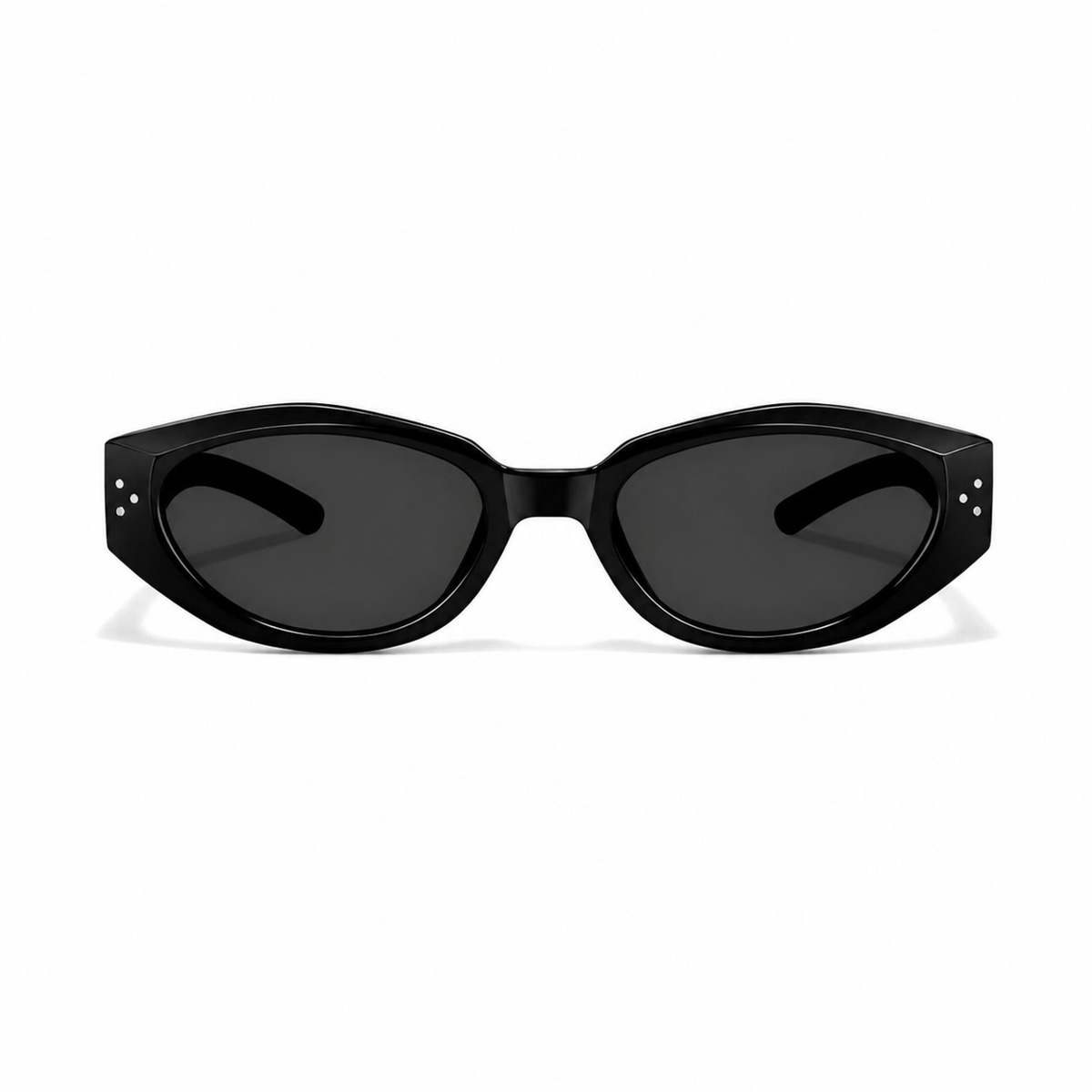 Black Men's Polycarbonate Narrow Cat-Eye UV400 Sunglasses, clean front product view