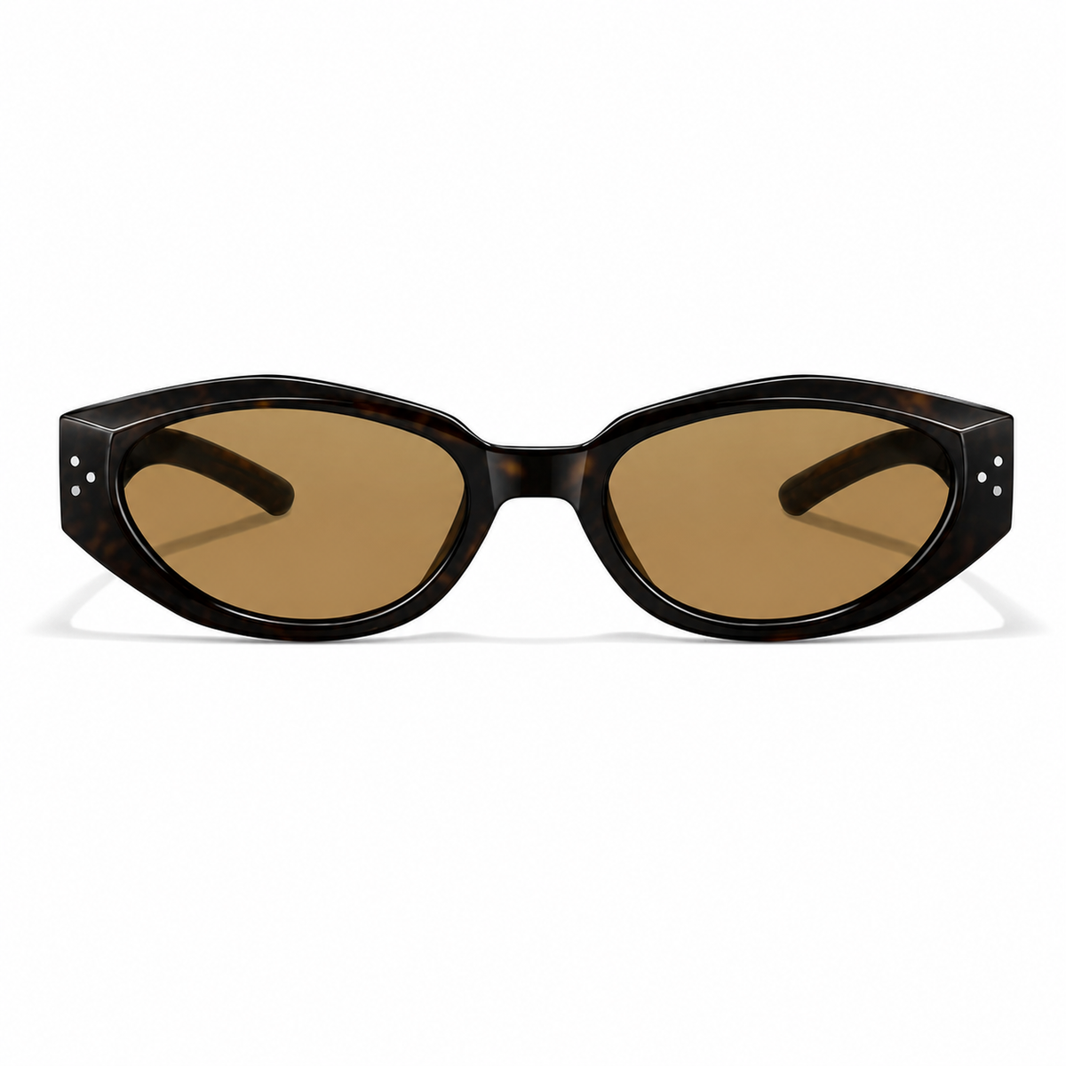 Dark Tortoise Men's Polycarbonate Narrow Cat-Eye UV400 Sunglasses, clean front product view