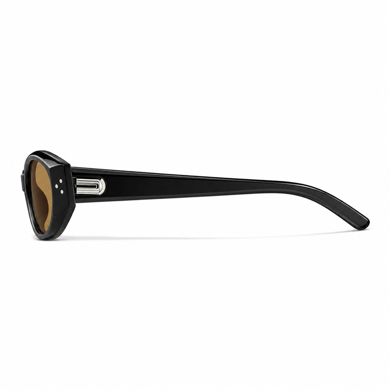 Dark Tortoise Men's Polycarbonate Narrow Cat-Eye UV400 Sunglasses, side temple product view