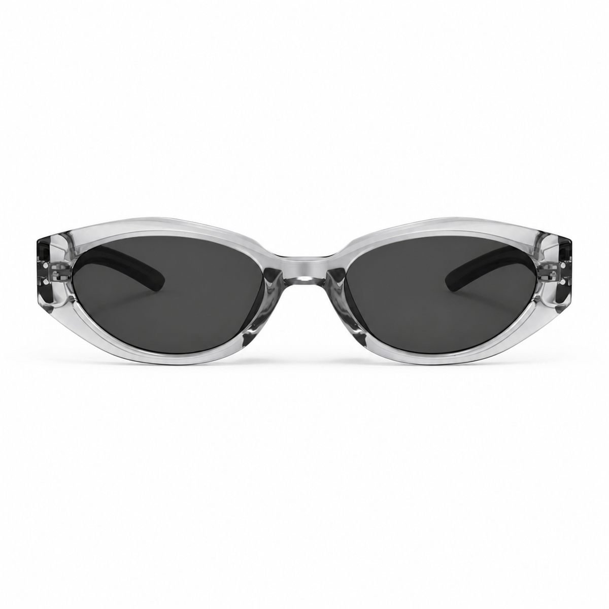 Gray Men's Polycarbonate Narrow Cat-Eye UV400 Sunglasses, clean front product view