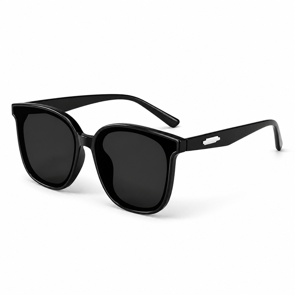 Black Men's TR90 Oversized Polarised Driving Sunglasses, 45-degree product view