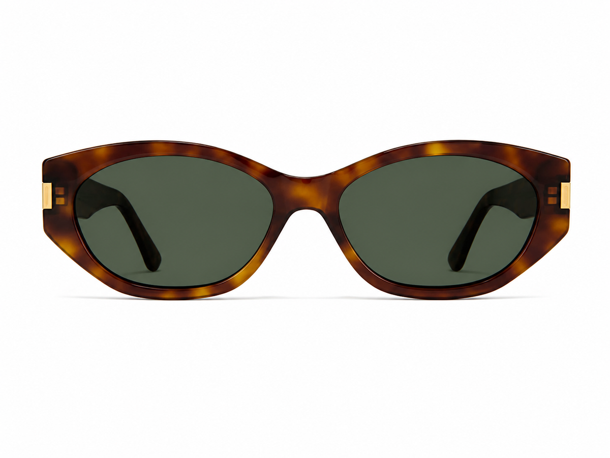 Tortoise Shell women's acetate narrow cat-eye sunglasses, front product view