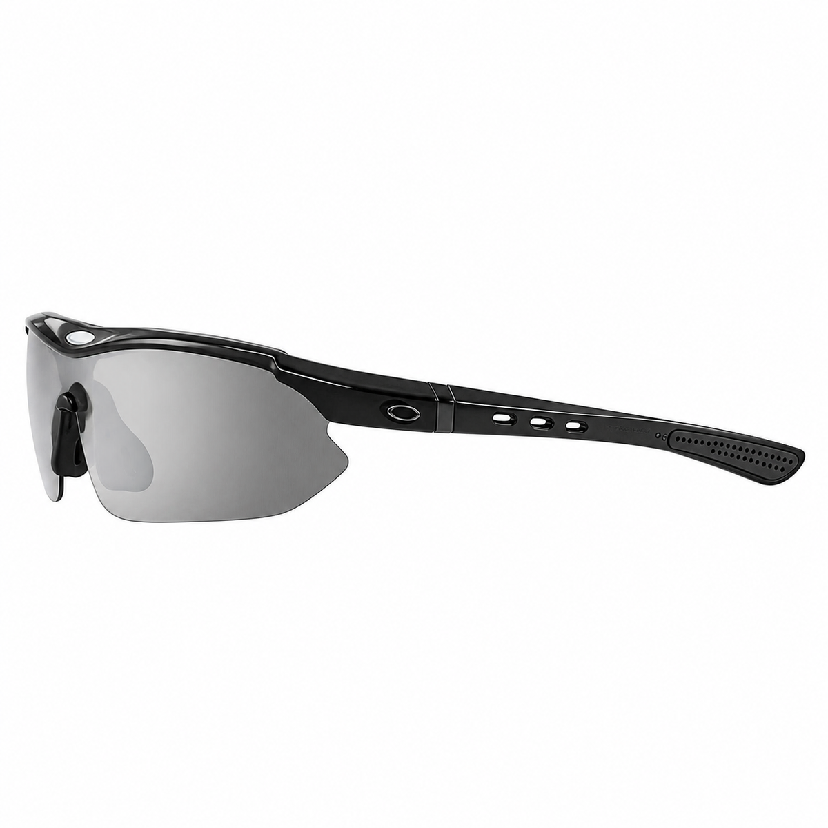 Black Frame/Photochromic Grey Lens Unisex PC-Rubber Photochromic Cycling Glasses, side temple product view