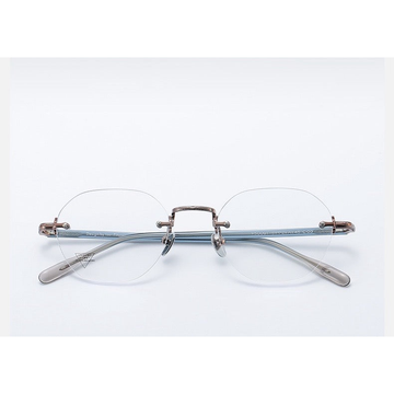 Antique Bronze/Blue Grey Women's Titanium-Acetate Rimless Soft-Square Glasses, clean front product view
