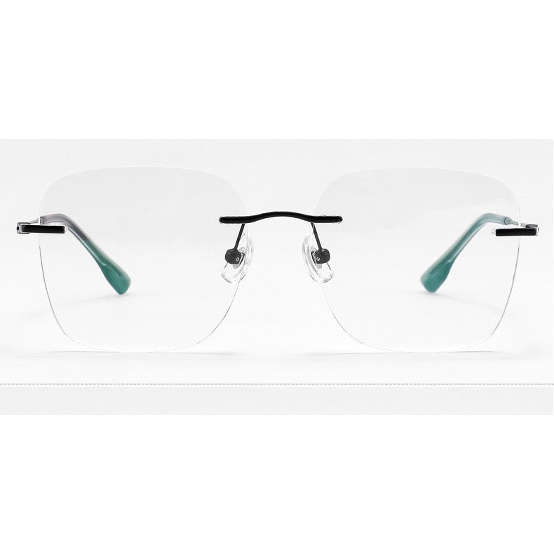 Unisex Pure Titanium Rimless Deep-Square Glasses, 45-degree product view