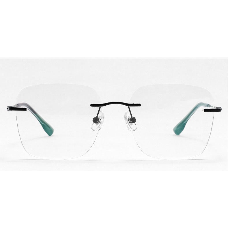 Unisex Pure Titanium Rimless Deep-Square Glasses, clean front product view