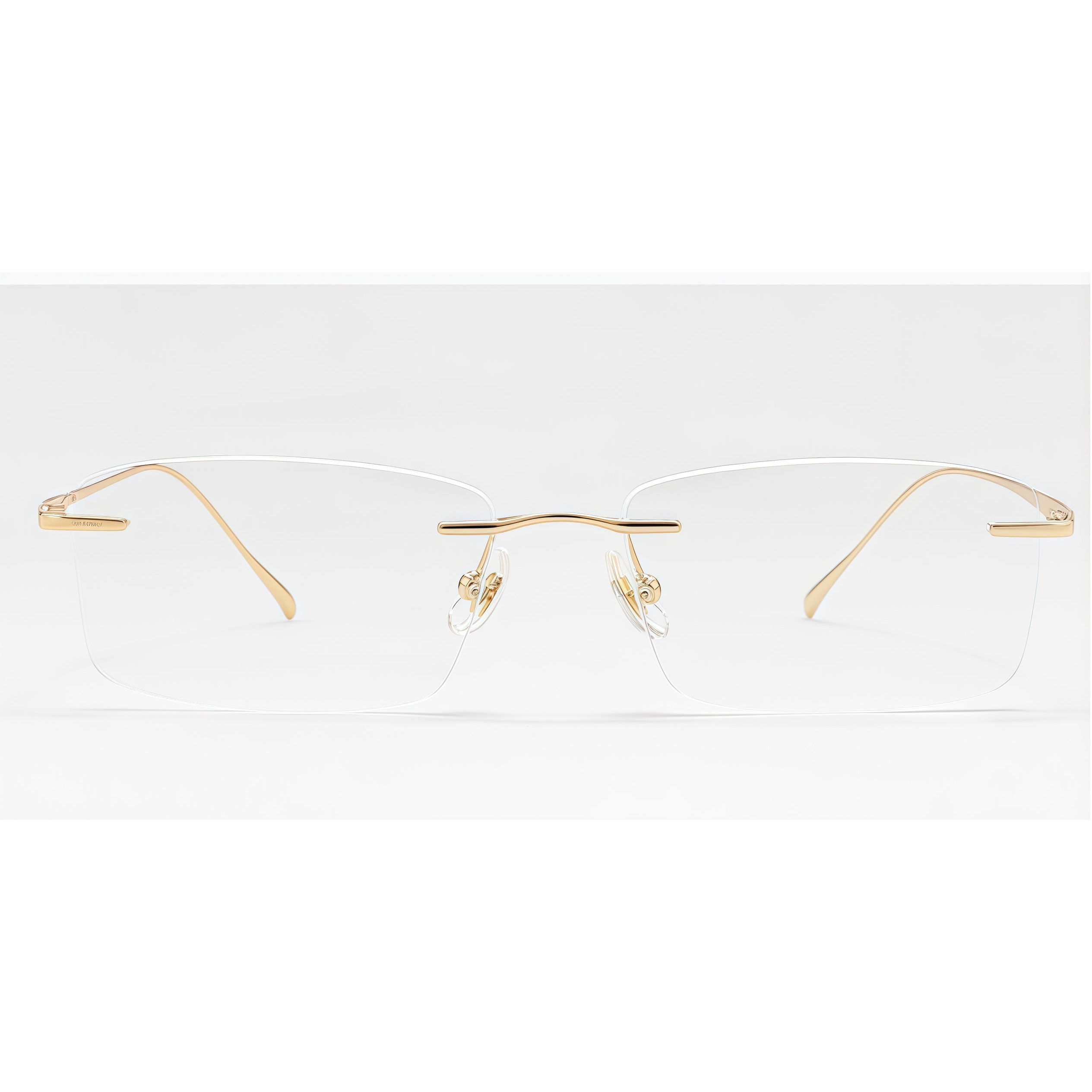 Gold Unisex Pure Titanium Rimless Rectangular Glasses, clean front product view