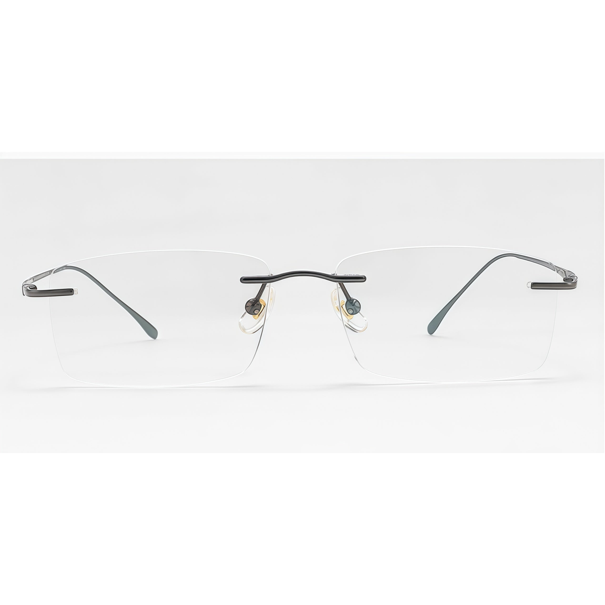 Gunmetal Unisex Pure Titanium Rimless Rectangular Glasses, clean front product view