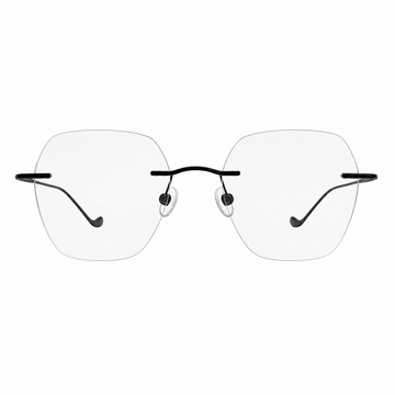 Black Women's Pure Titanium Rimless Soft-Square Glasses, clean front product view