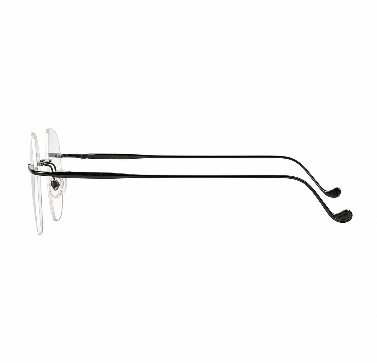 Black Women's Pure Titanium Rimless Soft-Square Glasses, side temple product view