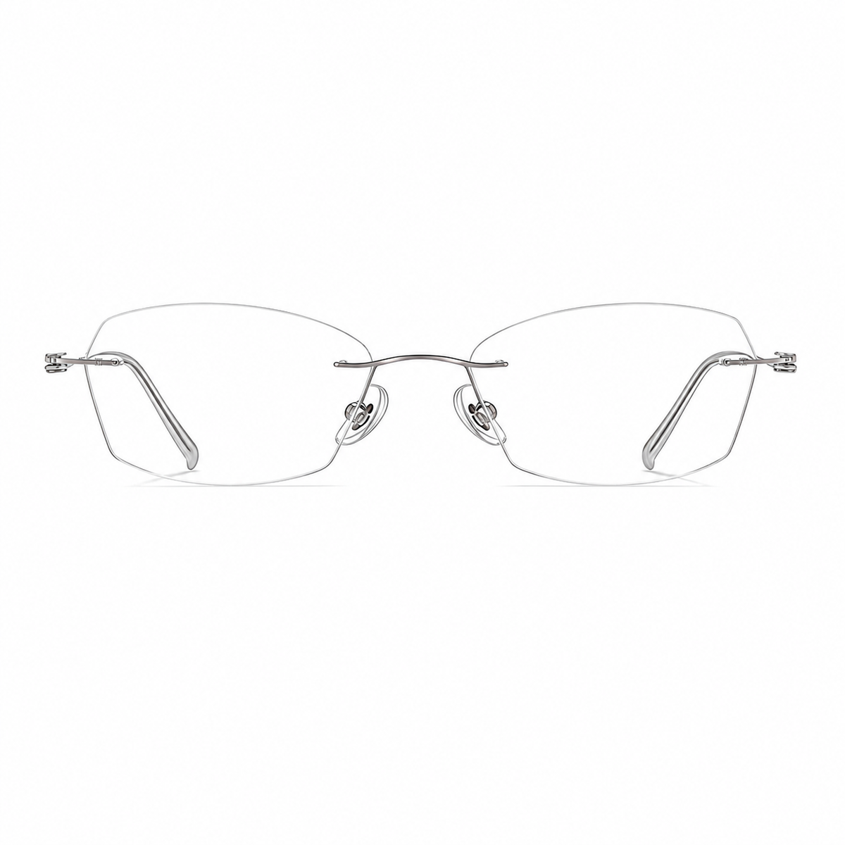 Gunmetal Women's Geometric Pure Titanium Rimless Glasses, clean front view