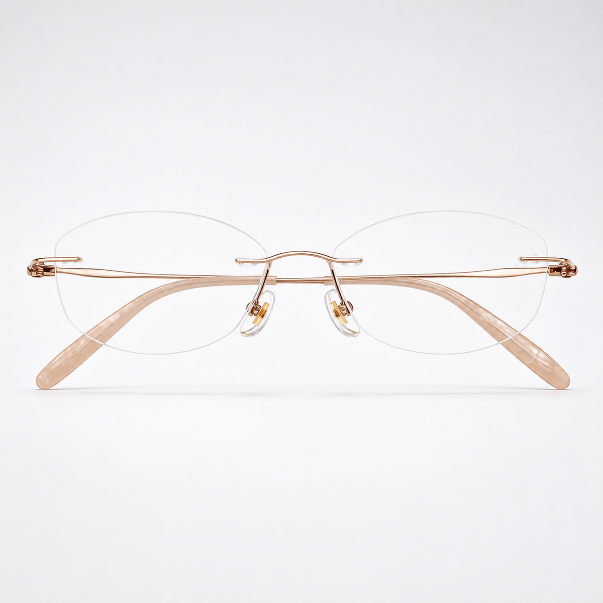 Gold women's titanium alloy rimless soft butterfly glasses, front product view