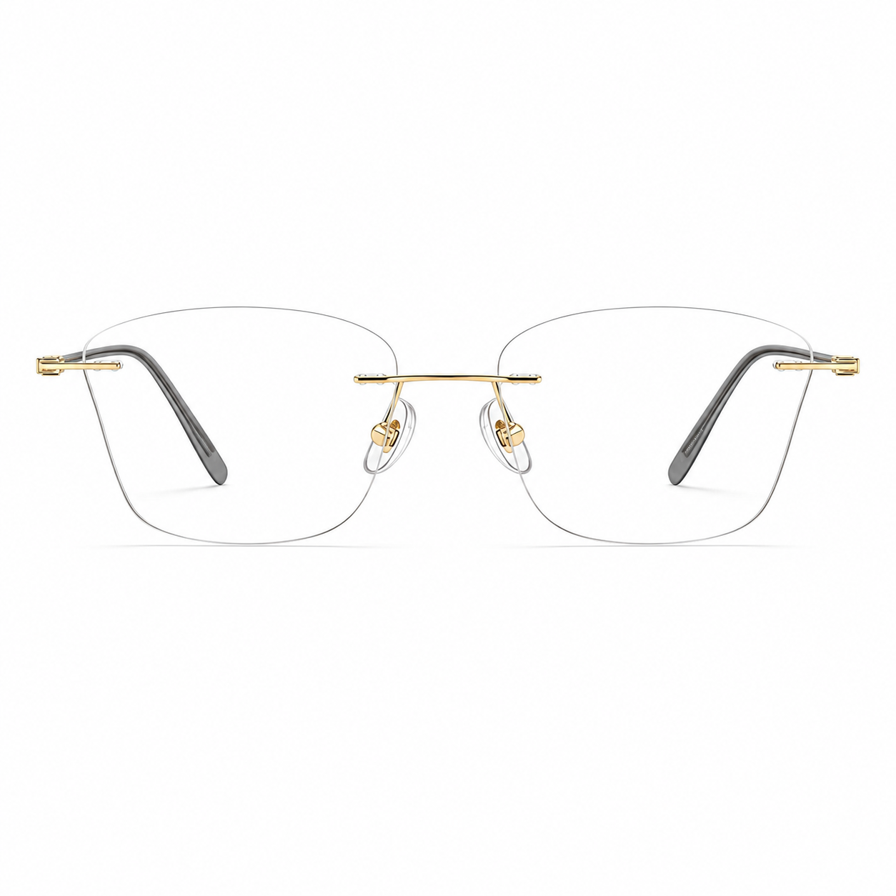 Gold Women's Square Pure Titanium Rimless Glasses, clean front view