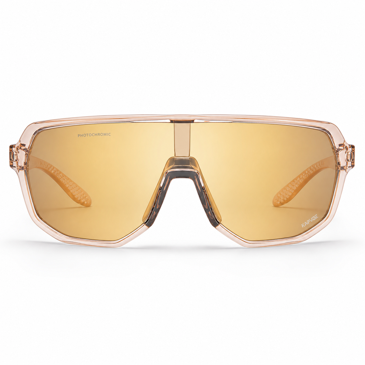 Crystal Brown Frame/Photochromic Gold Lens Unisex TR Photochromic Full-Rim Cycling Sunglasses, clean front product view