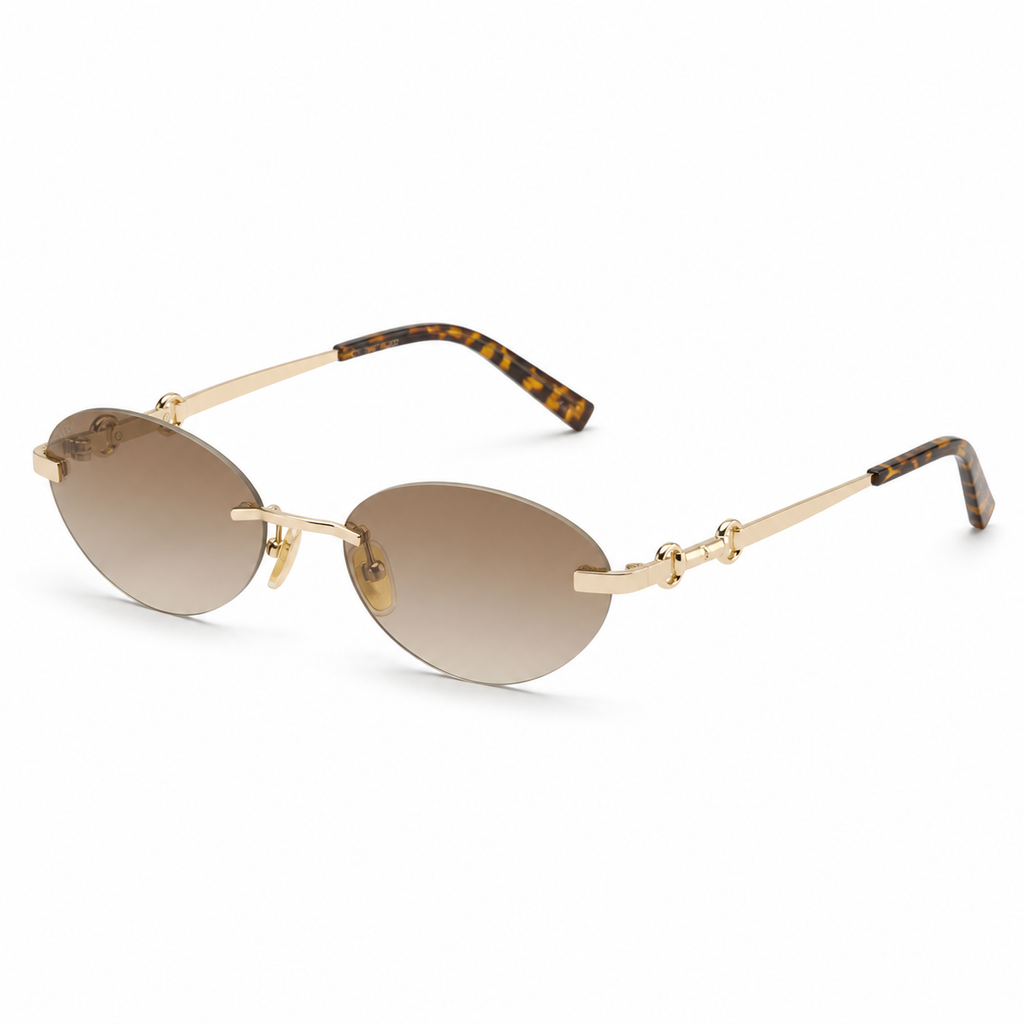 Gold Gucci Frameless oval sunglasses, 45-degree product view