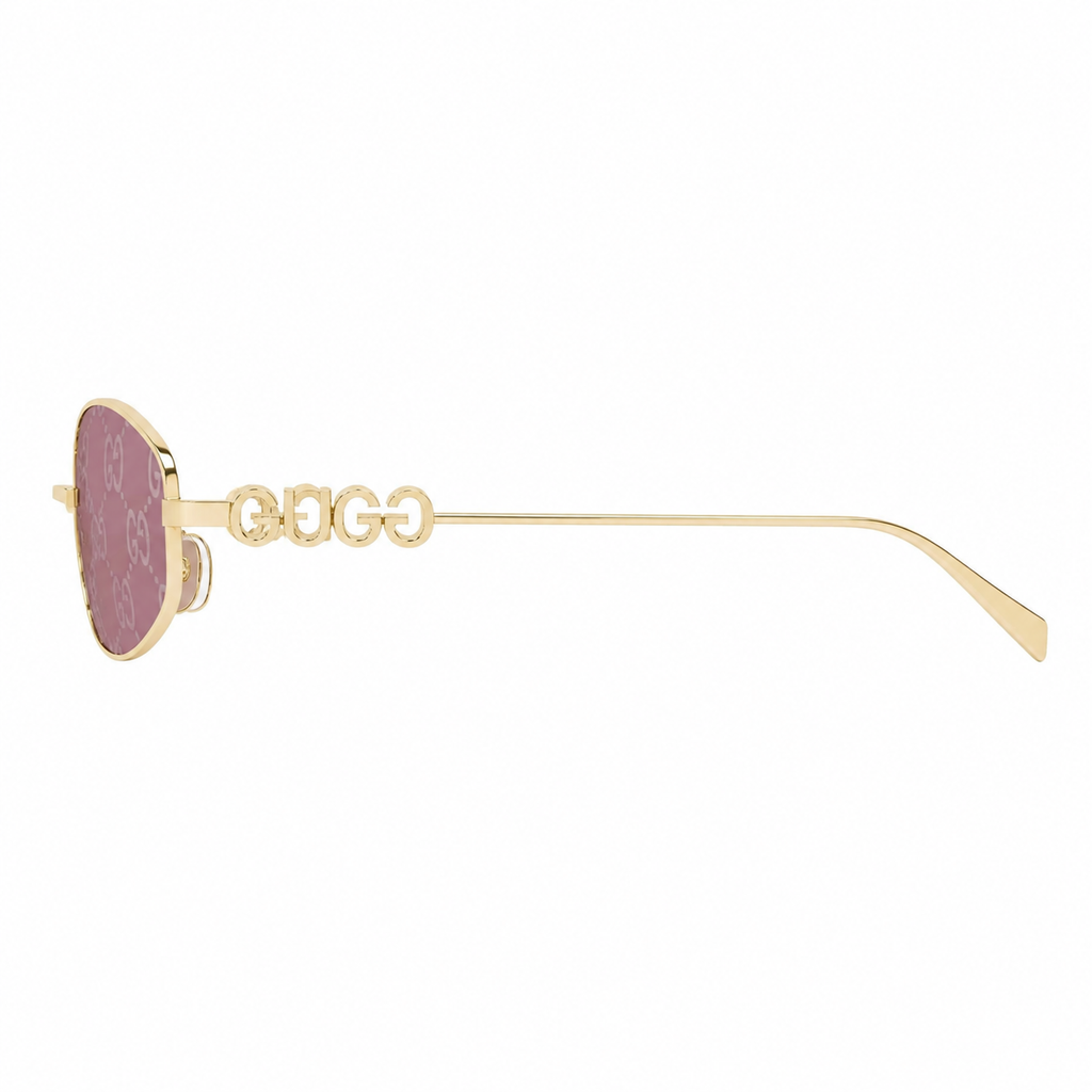 Gold&Red Gucci  Oval frame sunglasses, true side-profile product view