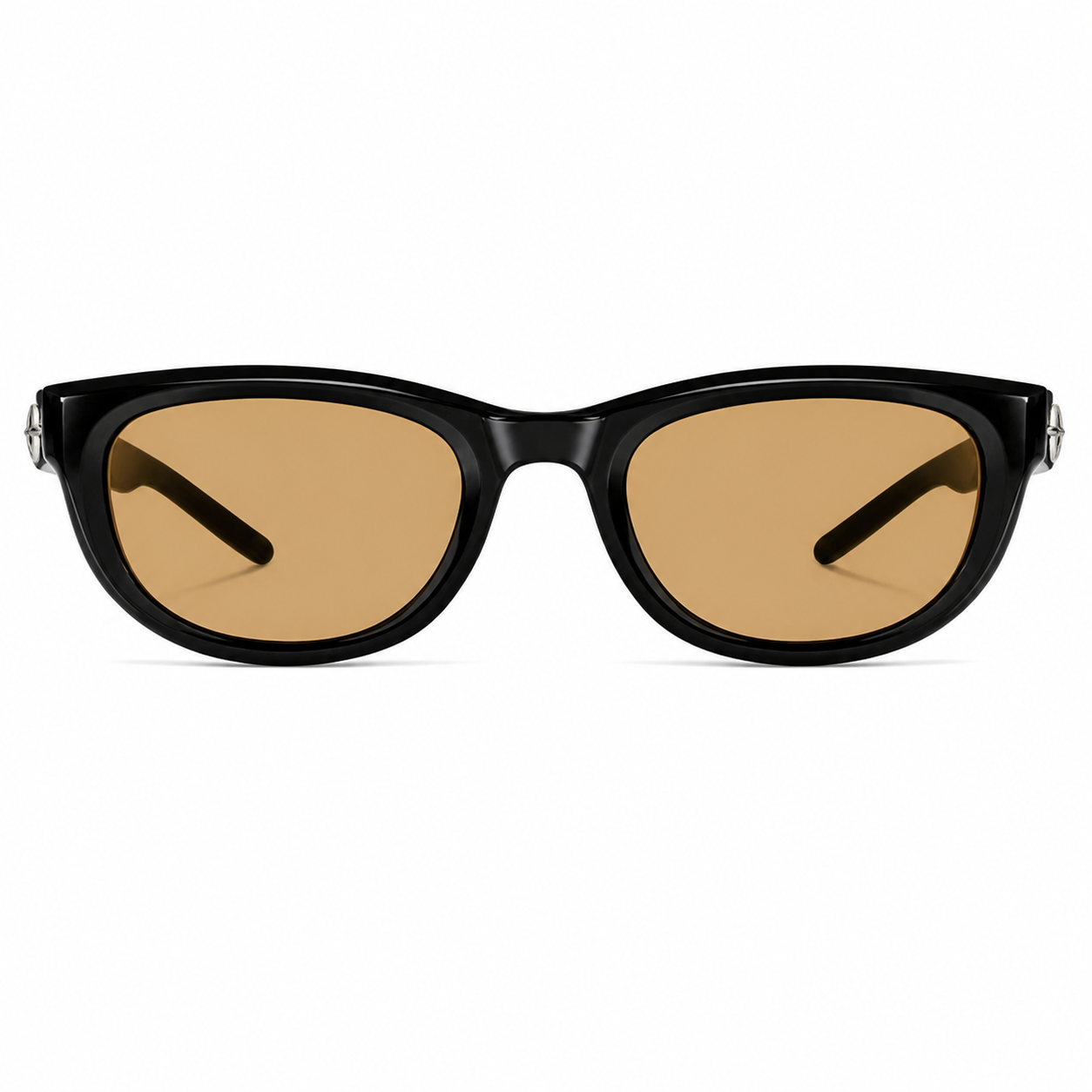 Dark Tea Brown women's small cat-eye UV400 sunglasses, front product view