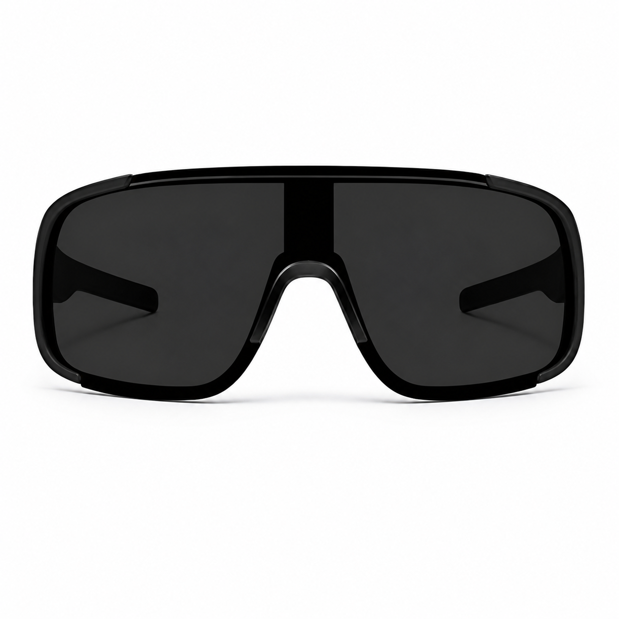 Black Men's Polycarbonate Oversized Shield UV400 Sunglasses, clean front product view