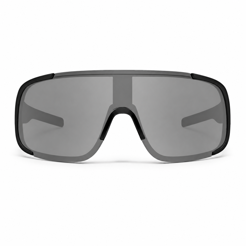 Gray Men's Polycarbonate Oversized Shield UV400 Sunglasses, clean front product view